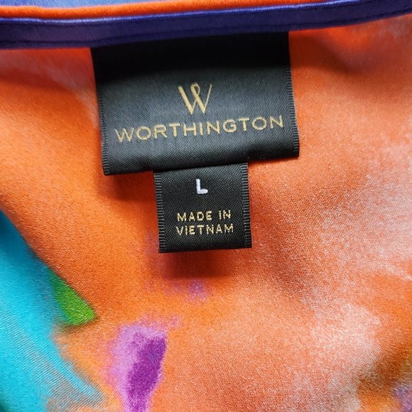 Worthington sz L tank top-gathered V neck off to 1 side - Picture 2 of 5
